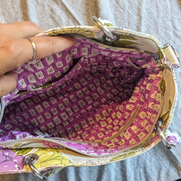 Vera Bradley Retired Gray Bowler Watercolor Floral Satchel Bag Purse EUC - Picture 11 of 15